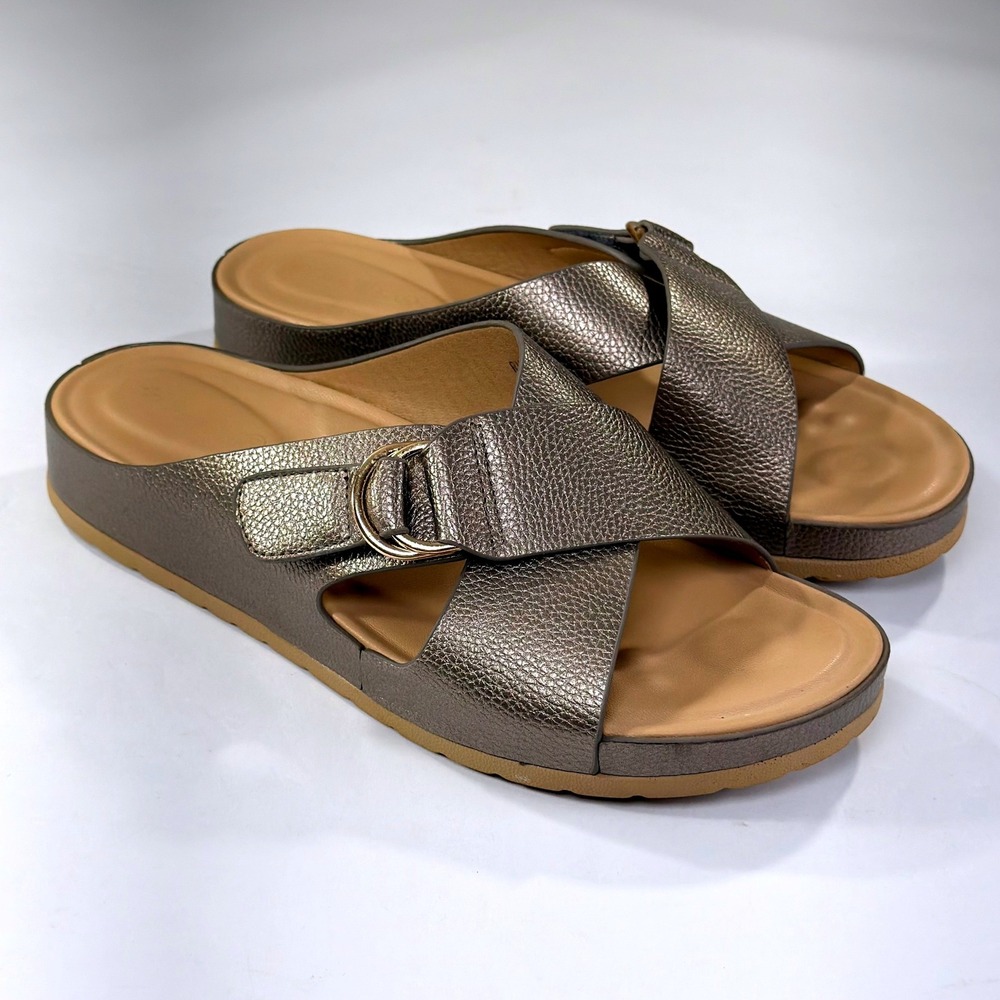 Patrizia by Spring Step Rutha Slide Sandals Womens 41 Metallic Pewter Comfort